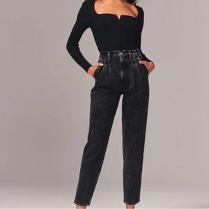 Abercrombie & Fitch Black Washed Out Mom Jeans